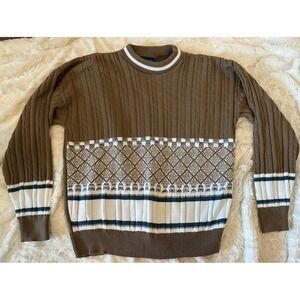 Vintage‎ Towncraft Men's Large Fair Isle Cable Knit Crewneck Streewear USA